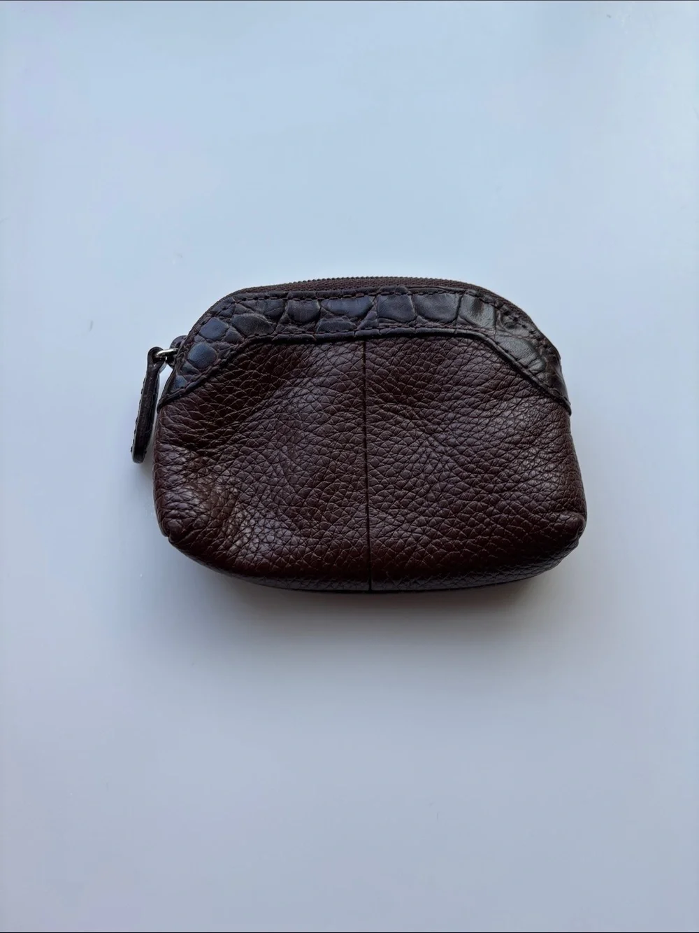 Brighton Dark Brown Pebbled Leather Heart Coin Wallet or Jewelry Bag